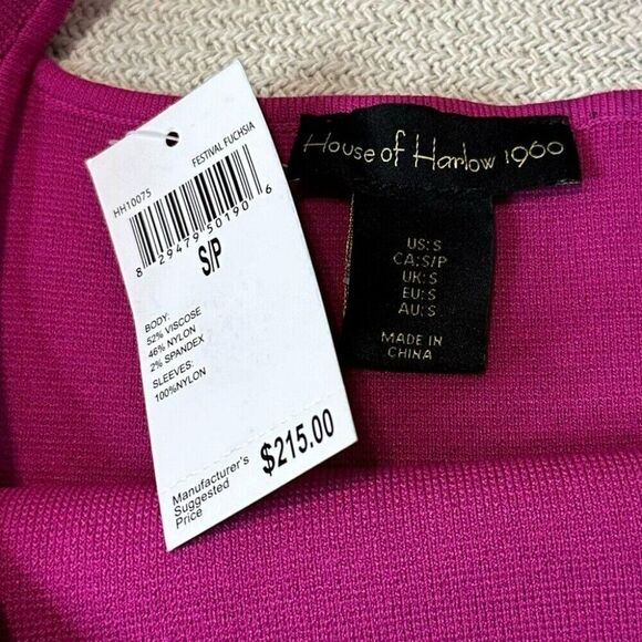 House of Harlow Pink Dress Size Small NWT Sheer Long Sleeve Cocktail Party - Picture 7 of 10